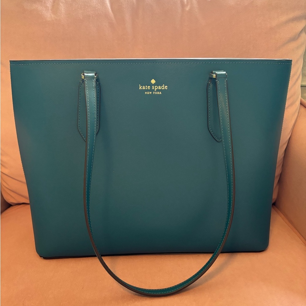 Kate Spade ♠️ Unique Teal Leather Tote